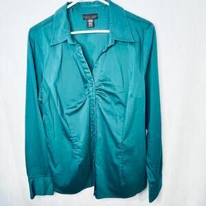 Apostrophe Teal Button Down Stretch Shirt XL
